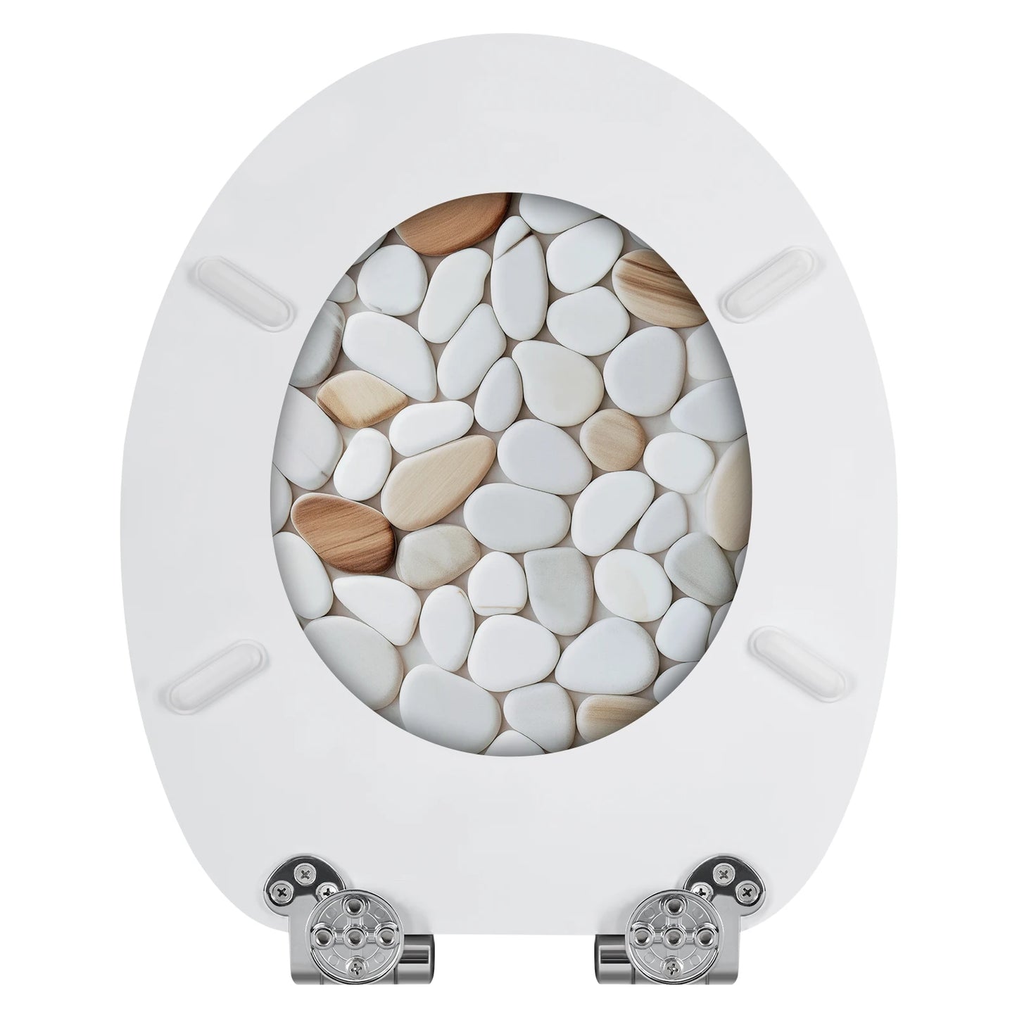 O-förmiger Toilettensitz, verstellbare Scharniere, Toilettendeckel mit Motiv, Soft-Close-Mechanismus für Badezimmer