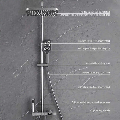 Bathroom showroom Set Gun gray Piano Digital Display Home Bathroom Shower Shore Steel Ultra Thin show Head