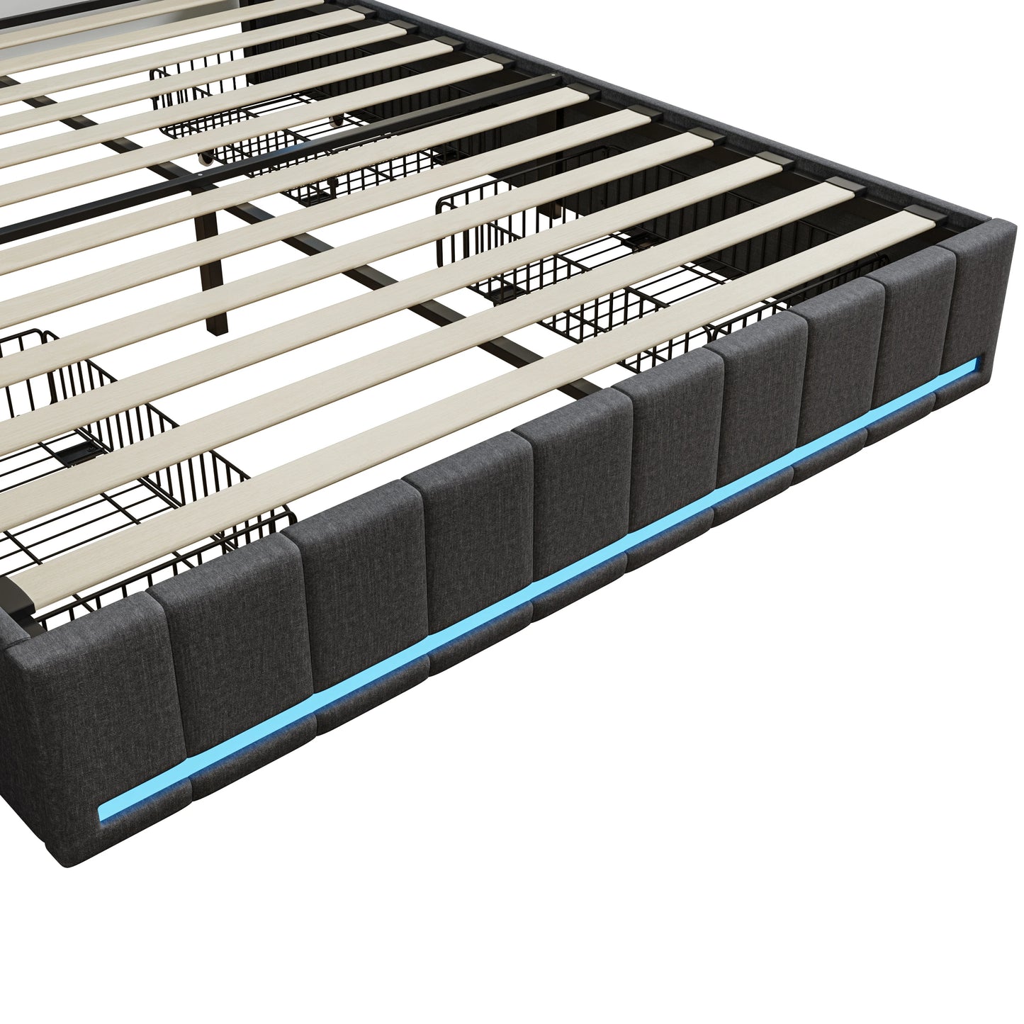 Polsterbett 140x200 cm,LED Doppelbett mit 4 Schubladen und Lattenrost,Kopfteil mit stauraum und USB-Ladefunktion,Bettgestell