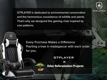 GTPLAYER Gaming Stuhl, Gamer Stuhl, Ergonomischer Bürostuhl mit Fußstütze Verstellbare Lenden und Kopfkissen, Gaming Chair