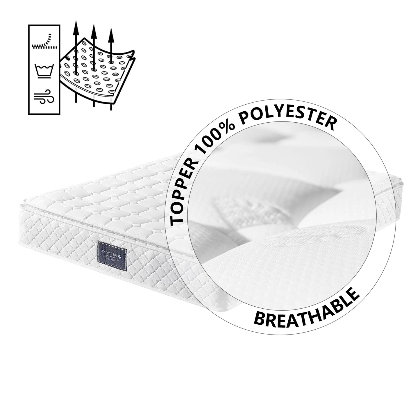 matratzen 140x200 90x200 160x200cm 7 Zonen Kaltschaum Matratze, Taschenfederker, Härtegrad H3, 25cm Höhe,versteppter Mikrofaserbezug-Topping