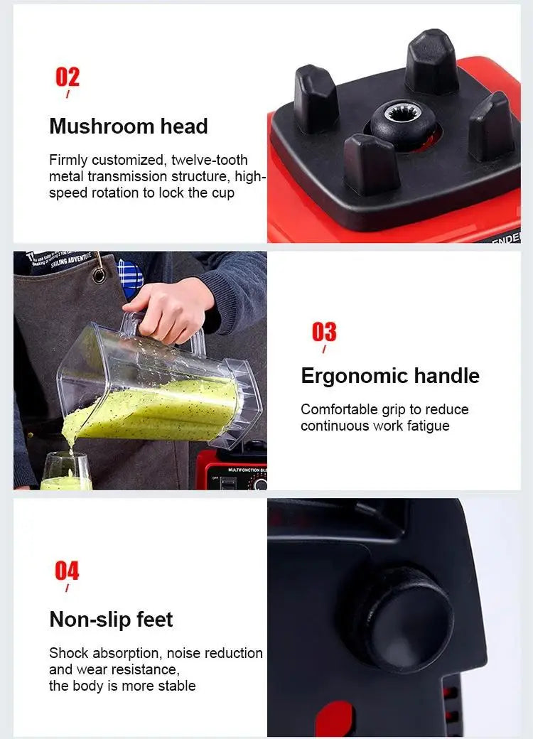 2000W Heavy Duty Commercial Blender Stationary Mixer Food Processor Ice Smoothies for Kitchen High Power Juicer Blender BPA Free.