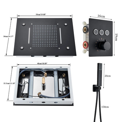 Thermostatic Mixers Bathroom Shower Faucet Set Led Rain Waterfall Bathtub Shower System Remote Control Colors Ceiling Mounted