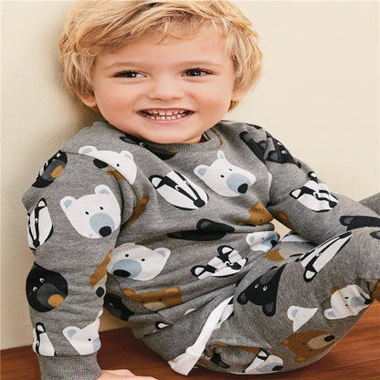   Jumping Meters New Baby Boys Clothing Sets Autumn Winter Cartoon Tiger Printed Cotton Boys Girls Outfit Long Sleeve Shirt Pant.
