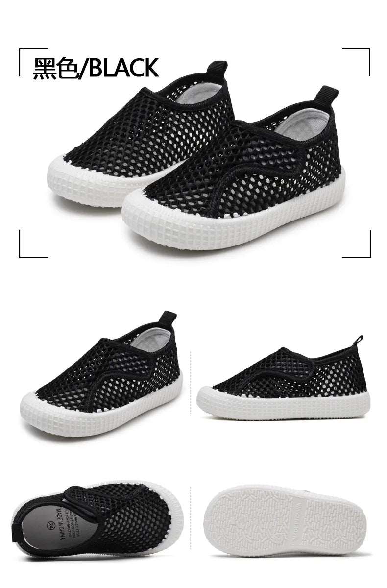 Kids Summer Shoes for Boys Girls Toddlers Children Casual Flats Air Mesh Net Breathable Hollow Cut-outs Sneakers Soft Fashion.