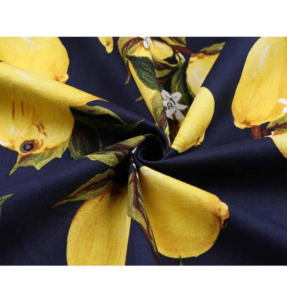 2025 Summer French High Waist Pleated Skirts Blue 50s Vintage Casual Dance Party Skirt Sexy Cute Midi Lemon Skater Women Clothes.