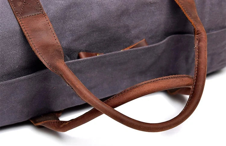 Wasserdichte gewachste Canvas Leder Herren Reisetasche Handgepäcktasche Handgepäck Große Tragetasche Vintage Herren Duffle Wochenendtasche große Übernachtung