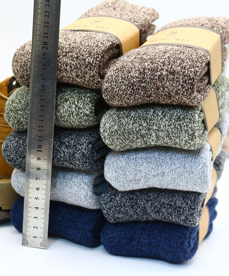 Winter Men's Merino Wool Socks Super Thick Warm High Quality Harajuku Retro Snow Casual Antifreeze Cashmere Socks Men 3 Pair.