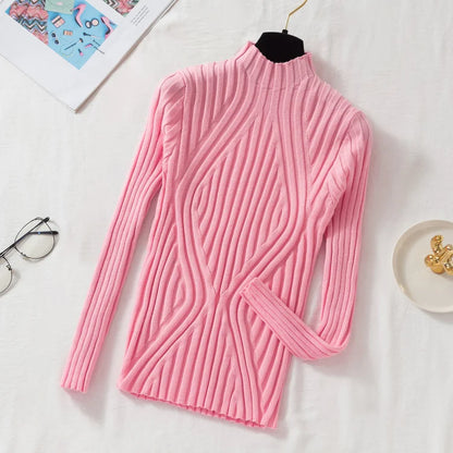 AOSSVIAO 2025, gestrickter Damen-Pullover mit Stehkragen, Rollkragenpullover, Herbst-Winter, Basic-Damenpullover, schmale Passform, Schwarz.