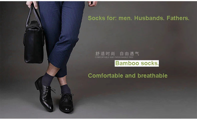 10 Pairs/Lot Men's Bamboo Fiber Socks 2025 New Compression Autumn Long Black Business Casual Man Dress Sock Gift Plus Size 42-45.