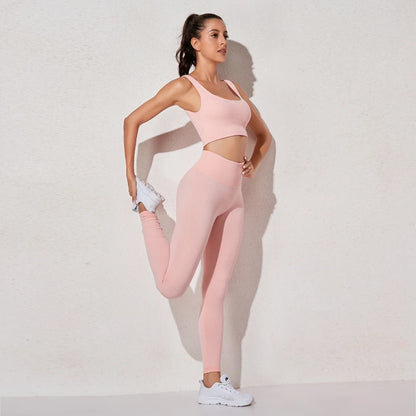 Women's Sportswear Yoga Set Workout Clothes Athletic Wear Sports Gym Legging Seamless Fitness Bra Crop Top Long Sleeve Yoga Suit.
