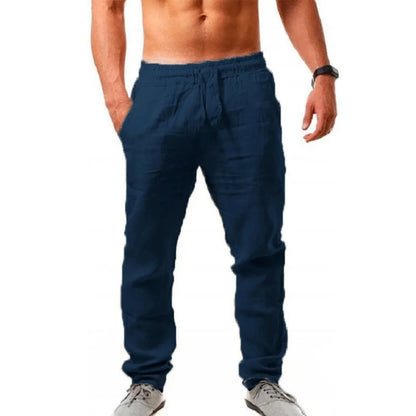 Men's Cotton Linen Pants Male Autumn New Breathable Solid Color Linen Trousers Fitness Streetwear S-3XL.