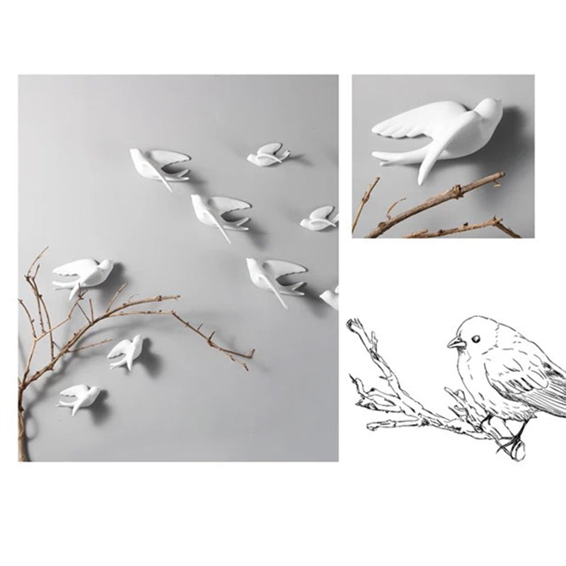 Ceramic Swallows Sparrow 3D Simple Ceramic Birds Murals Wall Hanging Decorations Crafts Home Ornaments Home Wall Sculptures RE.