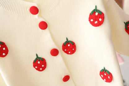 Girls long sleeve knitting suit 2025 Christmas autumn winter new girls sweater cardigan knitting Top + skirt two piece set.