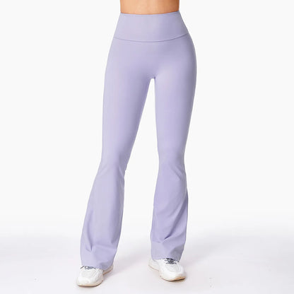 New Arrival Lulu Micro Stretch Wide Leg High Waist Yoga & Fitness Pants Naked Sports Wear Solid Pattern for Running Exercise