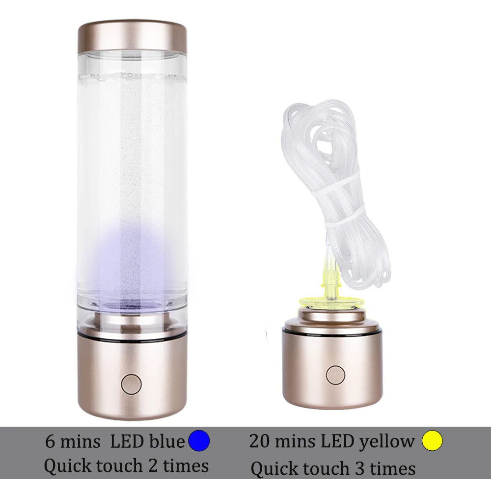 Portable 5000PPB Nano High Rich Hydrogen Water Generator Bottle ORP Alkaline Electrolysis Ionizer Anti-Aging Can Breathe Pure H2.