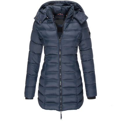 Winter Jacken für Frauen Zipper Mit Kapuze Baumwolle Gepolsterte Jacken Langarm Warme Mantel Schlank Parka Weibliche Tragbare Outwear