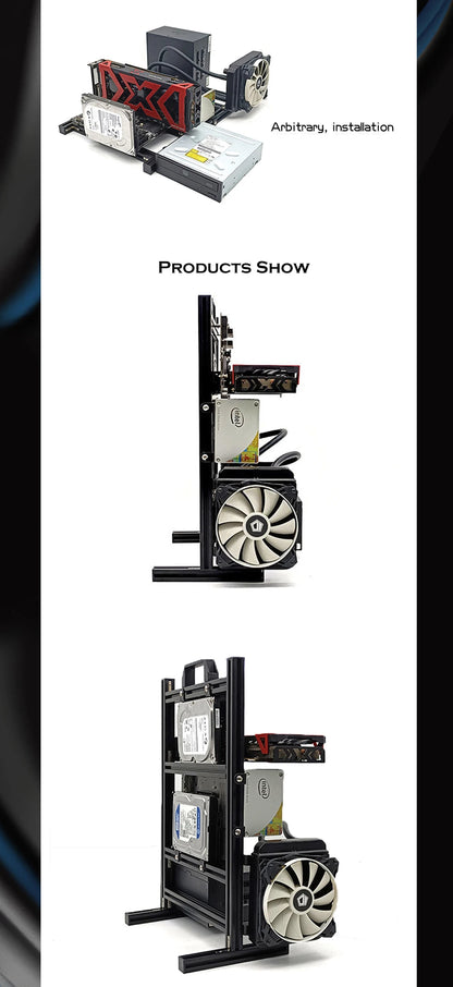 DIY Computer Open Frame,Vertical ATX/ ITX / MATX Gamer Cabinet Aluminum,Modding Desktop Gaming PC Case Water Air Cooler.
