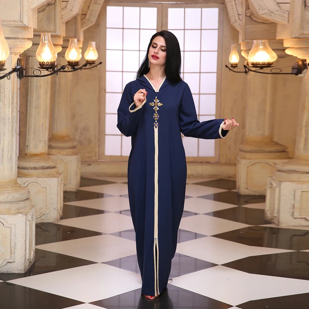 Ramadan Eid Blue Abaya Dubai Turkey Islam Hijab Muslim Dress Kaftan Robe Longue Femme Kebaya African Dresses For Women Caftan.