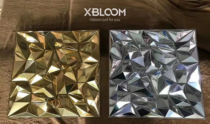 50pcs 50x50cm car Metal plating color 3D Wall Panel Rose Flower electroplate 3D Wall Stickers Wedding party background wall art