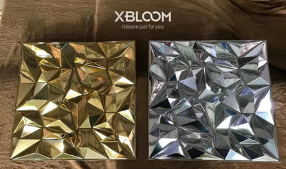 50pcs 50x50cm car Metal plating color 3D Wall Panel Rose Flower electroplate 3D Wall Stickers Wedding party background wall art