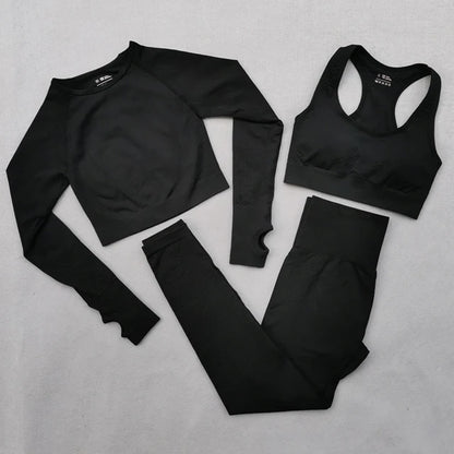 Women Seamless Yoga Set Fitness Clothing Sportswear Woman Gym Leggings Push up legging Cropped Shirts Sports Suits