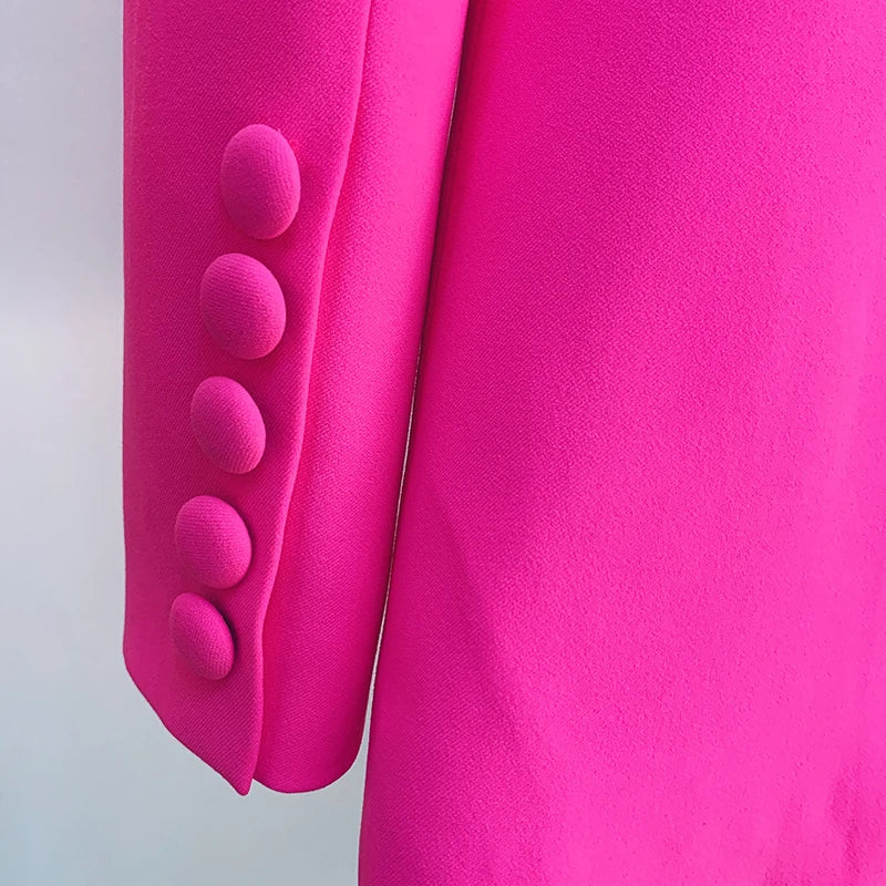 HIGH STREET Newest 2024 Designer Runway Suit Set Women's Single Button Color Block Blazer Flare Pants Suit.