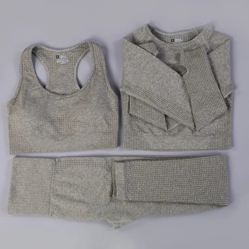 Women Vital Seamless Yoga Fitness Clothing Set High Waist Gym Leggings Crop Tops Sports Tracksuit Plush Up Sports Outfits