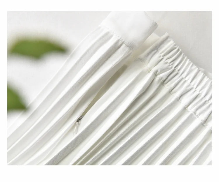 Looks Thin Pleated Skirt 2025 New High Waist A-line Skirt Mid-length Big Size Plaid Skirt Long Pleated Skirt Length 75-90cm