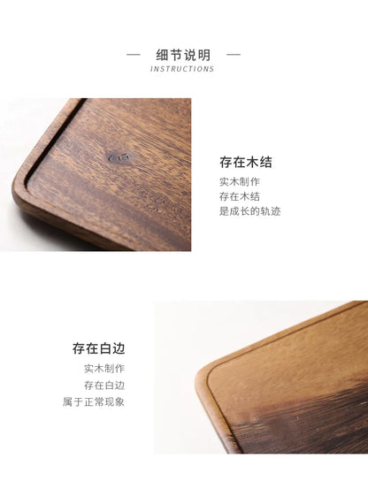 Rectangle Wooden Tea Tray Serving Table Plate Snacks Food Storage Dish for Hotel Home.