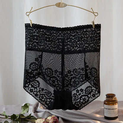 Women Lace High Waist Panties Sexy Mesh Girdle Waist Underwear Quality Plus Size Butt Lifter Knickers Tummy Slim Control Briefs