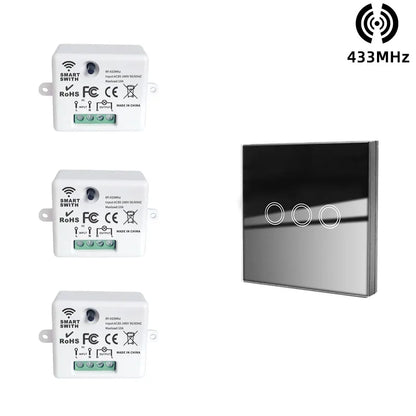 433 MHz intelligenter Lichtschalter Rf Wireless Touch Wandschalter mit Fernbedienung gehärtetes Glas Panel Schalter für Zuhause LED LAMPE 220 V