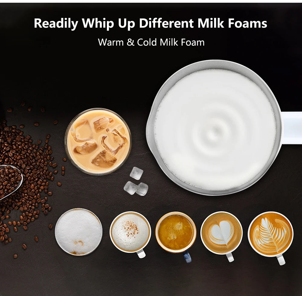 BioloMix NEW Automatic Hot and Cold Milk Frother Warmer for Latte, Foam Maker for Coffee, Hot Chocolates, Cappuccino.