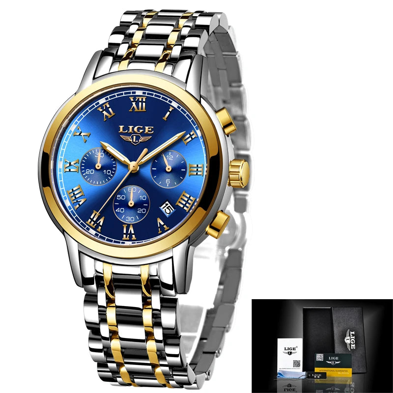 LIGE 2024 New Fashion Women Watches Ladies Top Brand Luxury Creative Steel Women Bracelet Watches Female Quartz Waterproof Watch