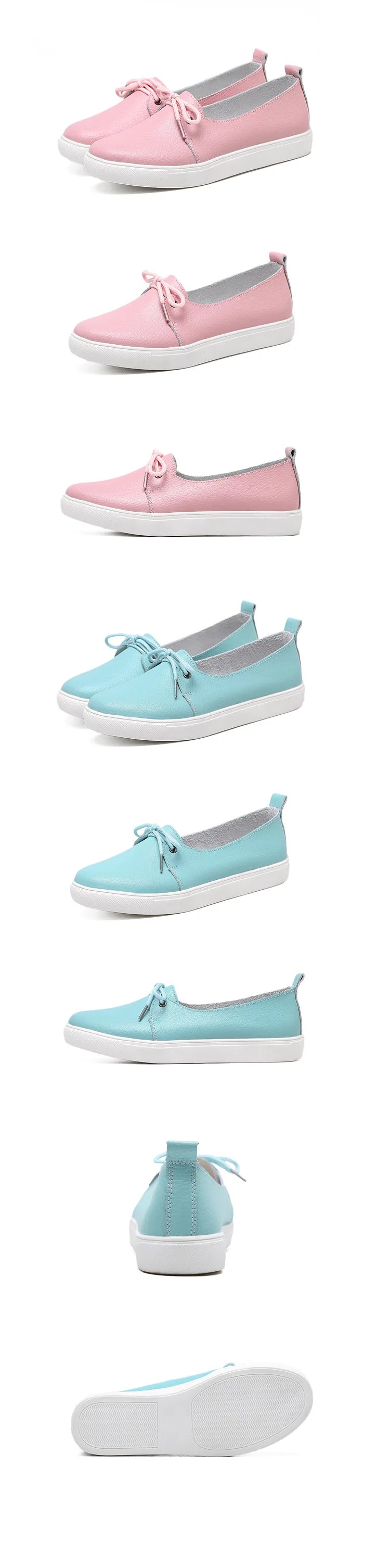 WOIZGIC Women Students Gril Female Genuine Leather White Shoes Flats Platform Lace Up Korean Casual Vulcanized Shoes FEZ-173.