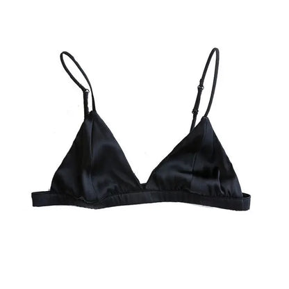 88% Natural Silk 12% Spandex Women Bra non-pad triangle cup everyday sexy Wireless Wire Free Bra Bralette TG121.