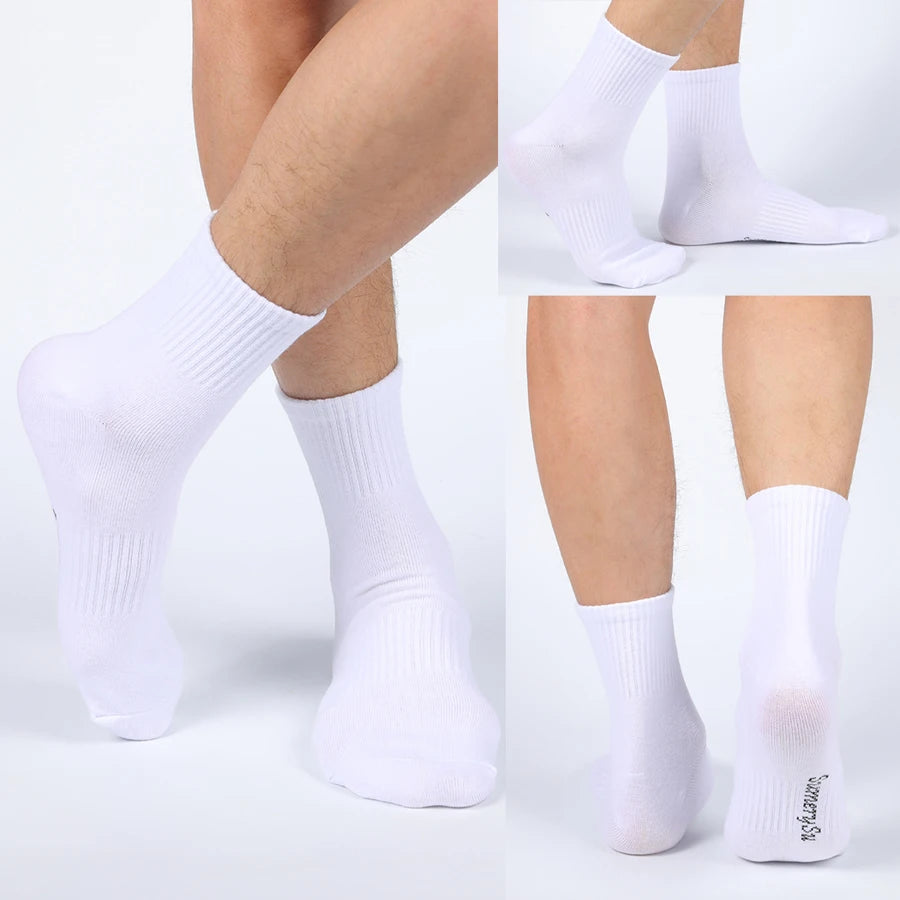 5 Pairs/Lot Socks Men Cotton Running Casual Thick Solid Compression Breathable Outdoor Travel Long High Crew Sock Male 4 Styles.