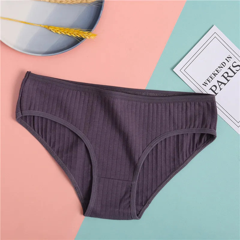 FINETOO 3PCS/Set Women's Underwear Cotton Panty Sexy Panties Female Underpants Solid Color Panty Intimates Women Lingerie M-2XL