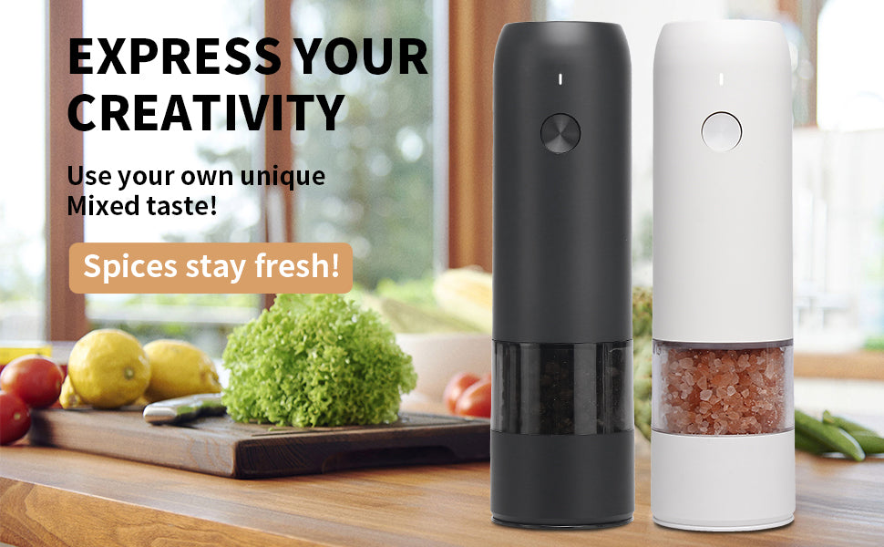 Electric Automatic Salt and Pepper Grinder Set Rechargeable With USB Gravity Spice Mill Adjustable Spices Grinder Kitchen Tools.