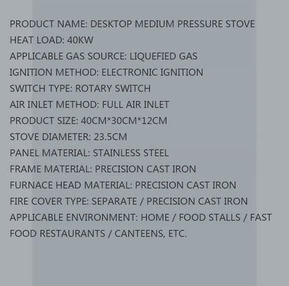 Shaped Single Stove Household Liquefied Petroleum Gas Stove Pulse Electronic Ignition Stove Thickened Stainless Steel Gas Stove.