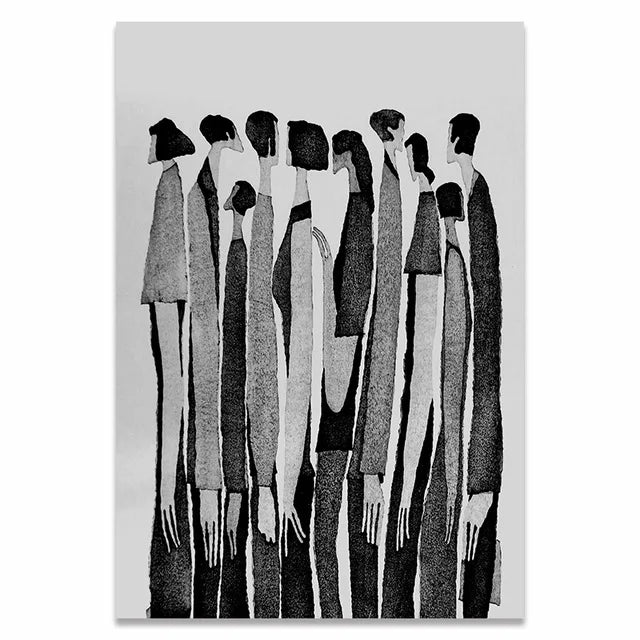Modern Black White Abstract Characters Fashion Canvas Paintings Posters and Prints Wall Art Pictures for Living Room Home Decor.