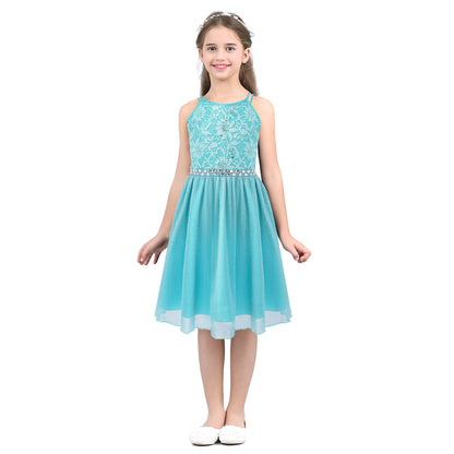 Iiniim Teen Mädchen Ärmellose Pailletten Floral Spitze Glänzenden Kleid Vestido de festa für Hochzeit Formale Geburtstag Party Sommer Kleider
