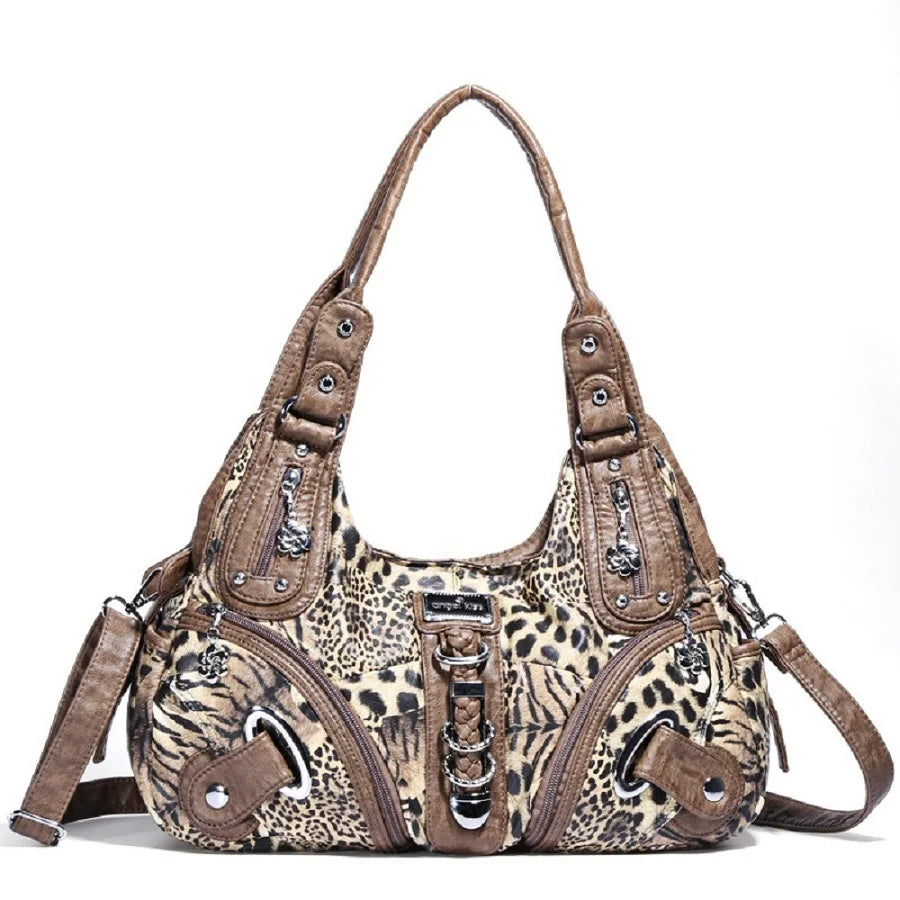 Angelkiss Women Handbags Leopard Shoulder Bag Top-handle Handbag Fashion Satchel Dumpling Shoulder Bag Tote Hobos Large Purse