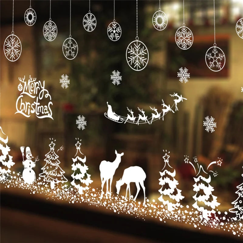 Celebrate Christmas Wall Stickers For Store Office Home Decoration White Xmas Festival Theme Wall Mural Art Diy Window Decals.