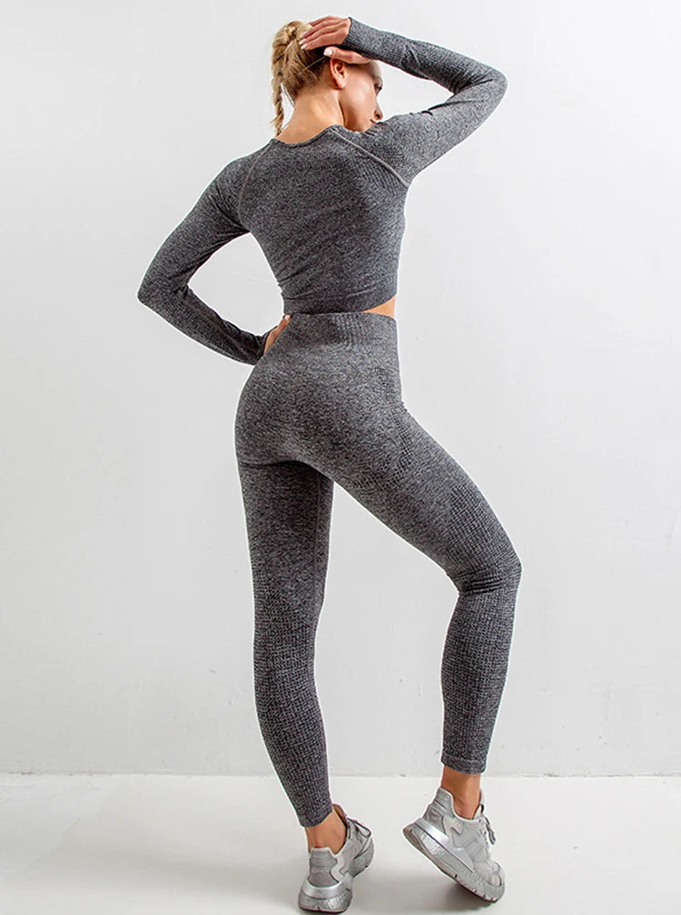 Women Seamless Yoga Set Fitness Clothing Sportswear Woman Gym Leggings Push up legging Cropped Shirts Sports Suits