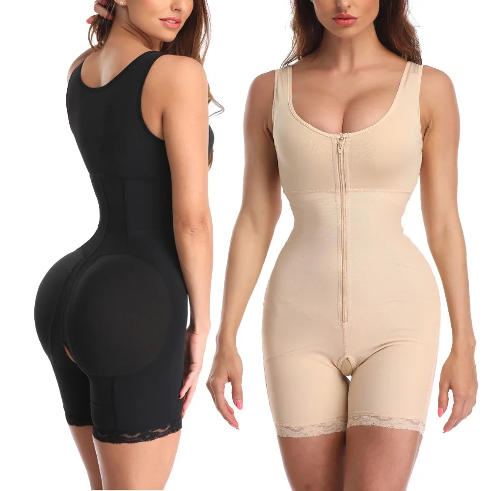 Zip Waist Lace Slimming Shaper Corset Control Shapewear Butt Lifter Strap Body Shaper Underwear Bodysuit Women Plus Size S-6xl