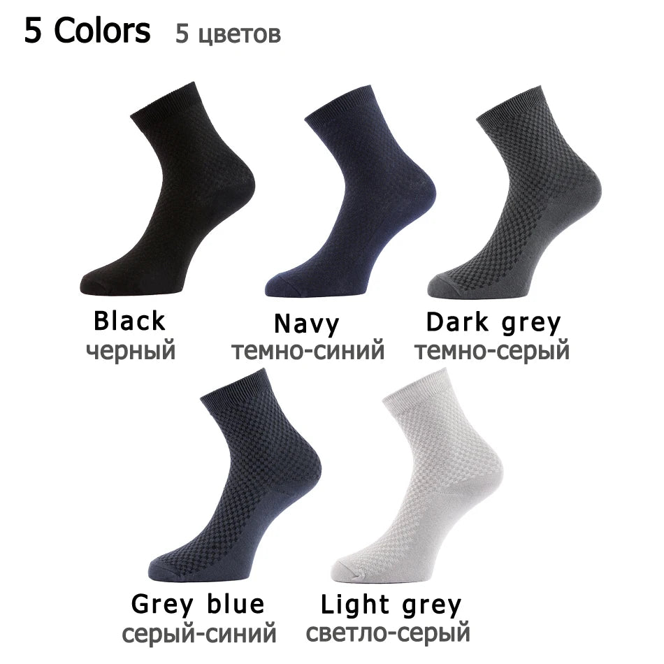 10 Pairs High Quality Bamboo Fiber Men's Socks Business Breathable Deodorant Compression Socks Men Long Big Size EUR 38-46.