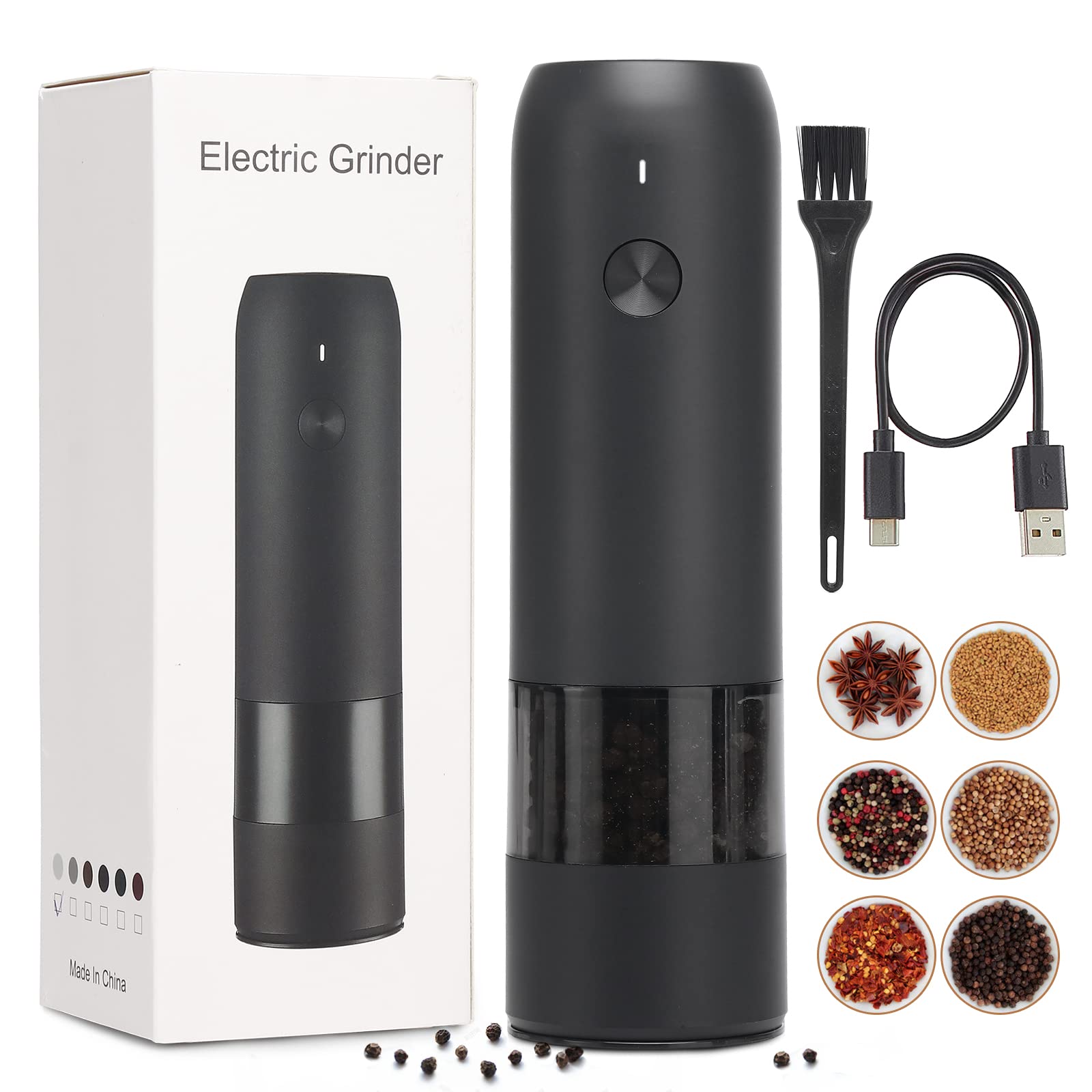 Electric Automatic Salt and Pepper Grinder Set Rechargeable With USB Gravity Spice Mill Adjustable Spices Grinder Kitchen Tools.