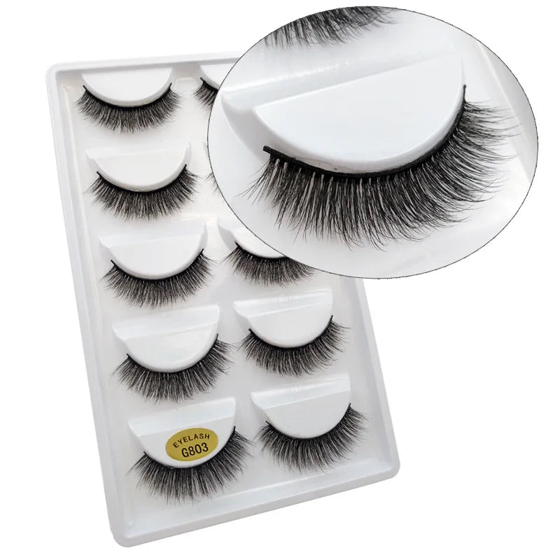 MEISHENJIE 5 pairs eyelashes 3d mink lashes natural long 1 box mink eyelashes 1cm-1.5cm 3d false eyelashes full strip lashes.