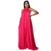 Women Fashion New Loose Sleeveless Solid Color Halter Sexy Backless Wide Leg Long Pants Lady Siamese Trousers Casual Jumpsuit